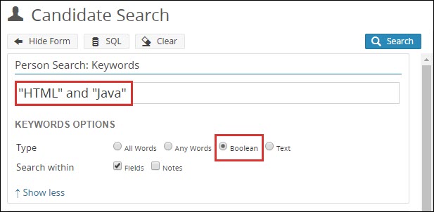Пример реализации boolean search
